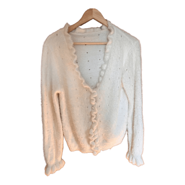 Hvid strikket cardigan