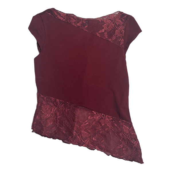 Bordeaux top med blonder