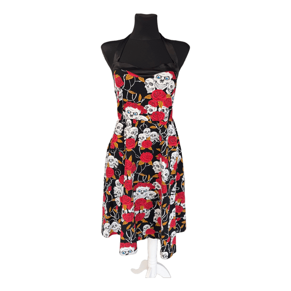 Skull and rose print dress
