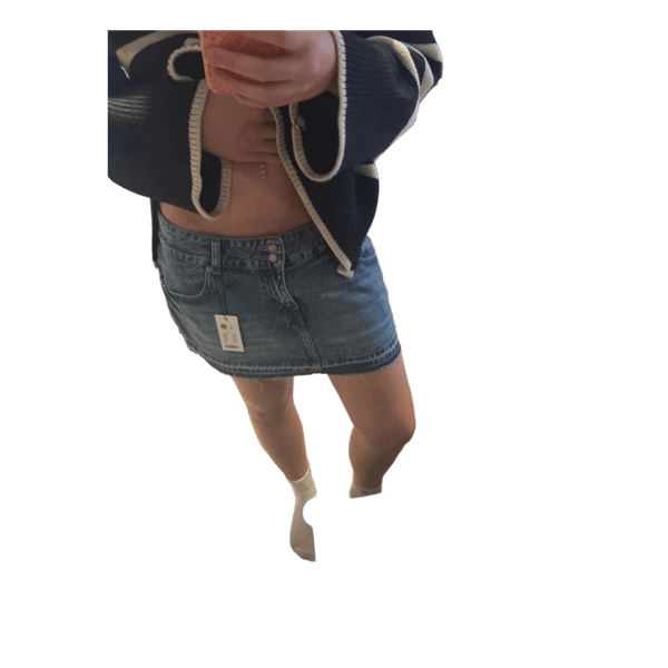 Blå denim mininederdel