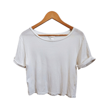 Luonnonvalkoinen cropped T-paita