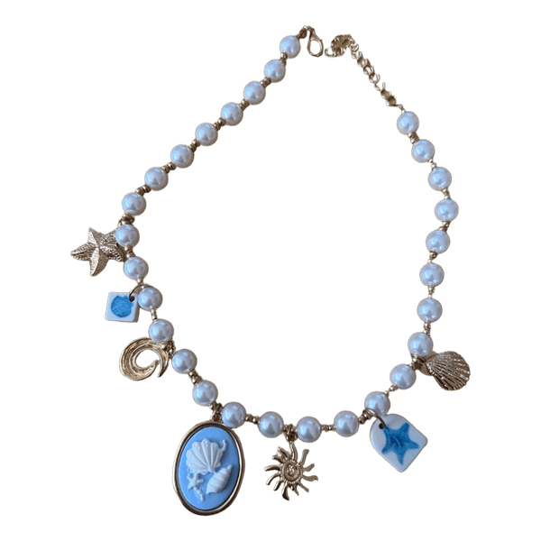 Beaded shell charm necklace