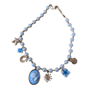 Beaded shell charm necklace