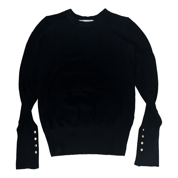 Sort strikbluse med knapper