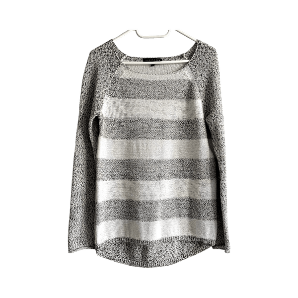 Sanctuary striped long-sleeve top XS grey white