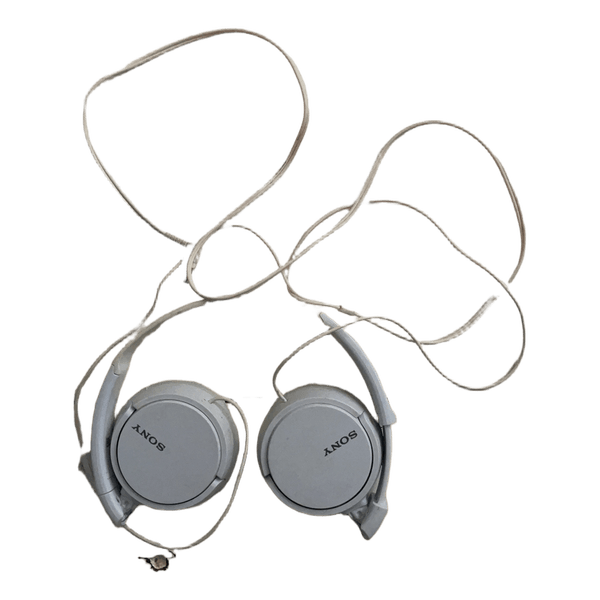 White Sony wired headphones