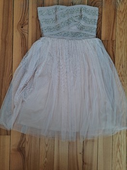 Beige embellished tulle dress