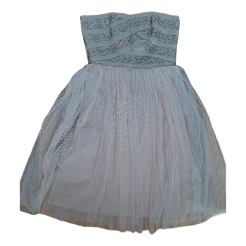 Beige embellished tulle dress