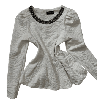 White textured long sleeve top