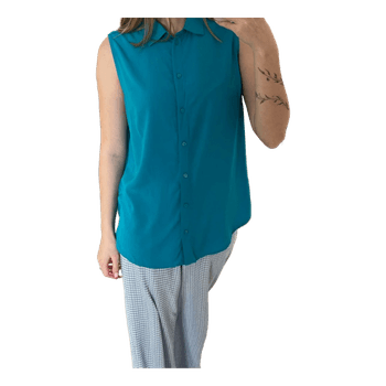 Blue sleeveless blouse
