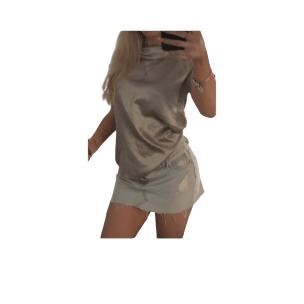 Satin short sleeve top