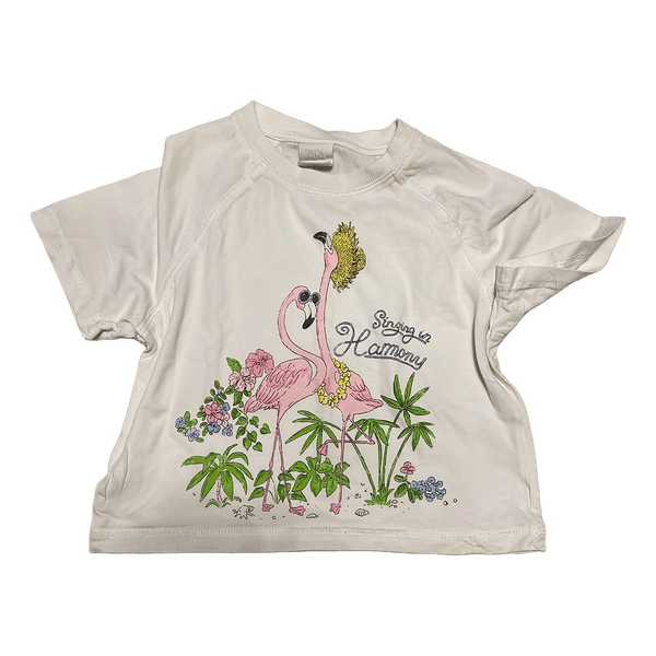 Hvid t-shirt med flamingoprint