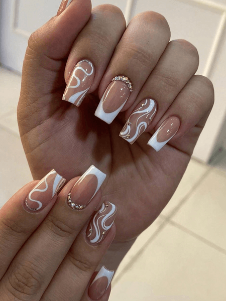 French glitter fake nails