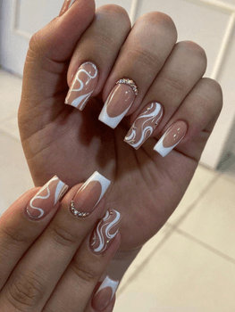 French glitter fake nails