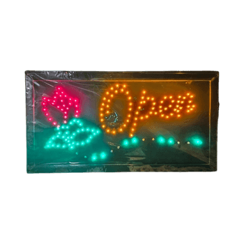 Uusi LED-valokyltti "OPEN" 26 x 48 cm
