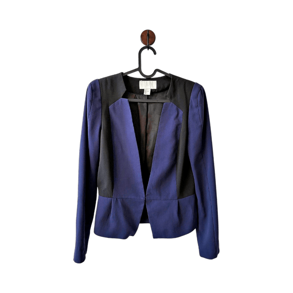 H&M Women’s colorblock peplum blazer in navy blue and black size 36 / S