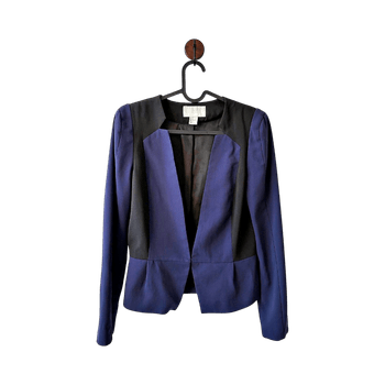 H&M Women’s colorblock peplum blazer in navy blue and black size 36 / S