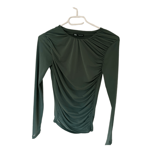 Green ruched long sleeve, mesh style