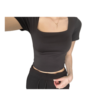Black square neck top