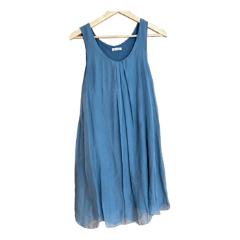 Blue sleeveless silk dress