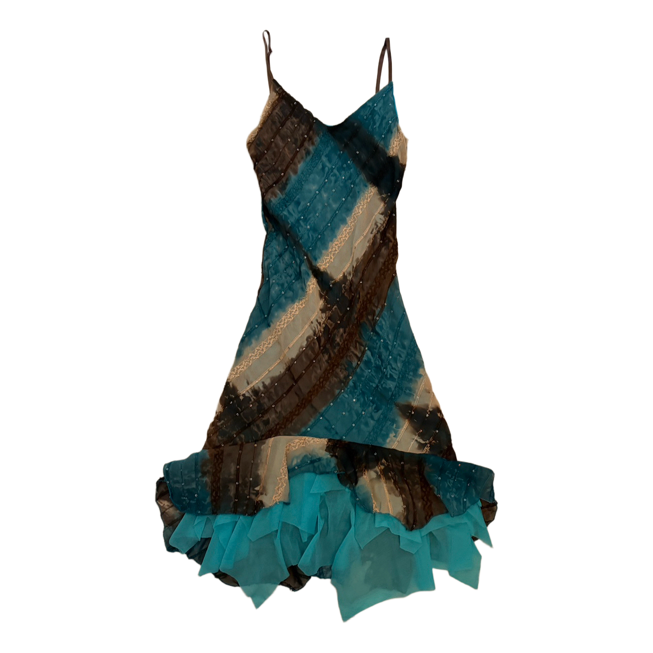 Vintage blue and brown slip dress