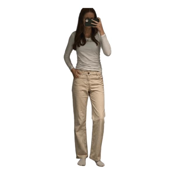 Beige straight leg jeans