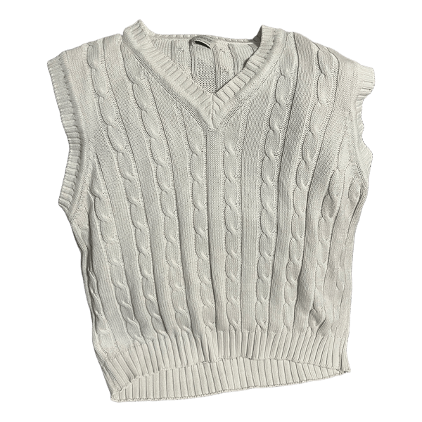 White cable knit vest