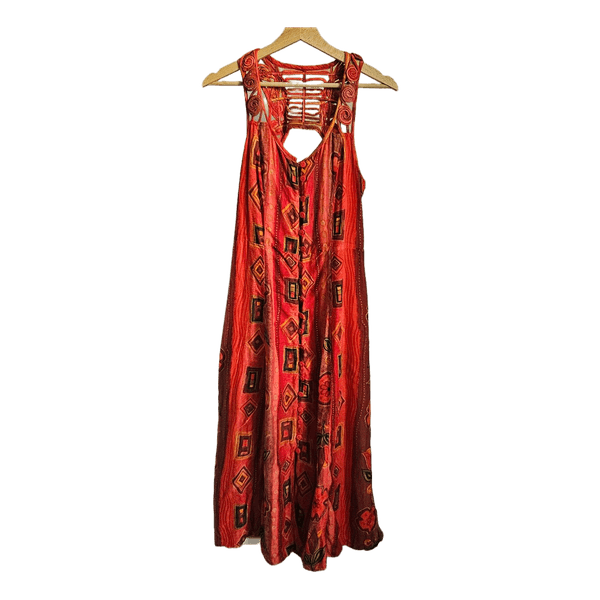 Phool Boho Maxi Dress 100% Cotton India Festival Hippie Sleeveless UK12 EU40