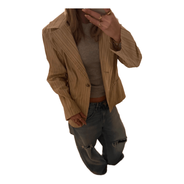 Beige stribet blazer
