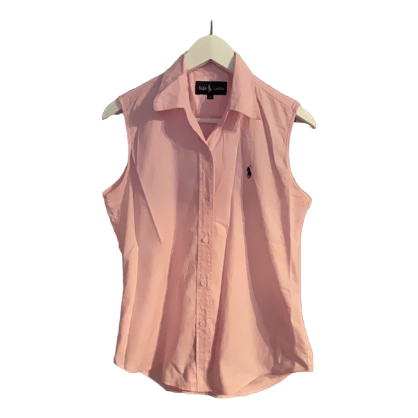 Ralph Lauren vaaleanpunainen hihaton kauluspaita