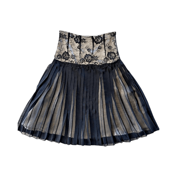 Black lace pleated skirt