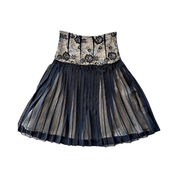 Black lace pleated skirt