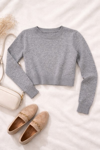 Grey knitted sweater