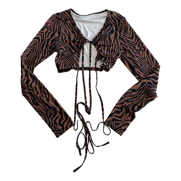 Pruun sebramustriga crop top