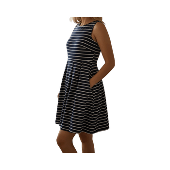 Raidallinen hihaton mekko