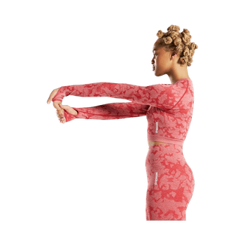 Red GYMSHARK Camo Seamless Long Sleeve Crop Top