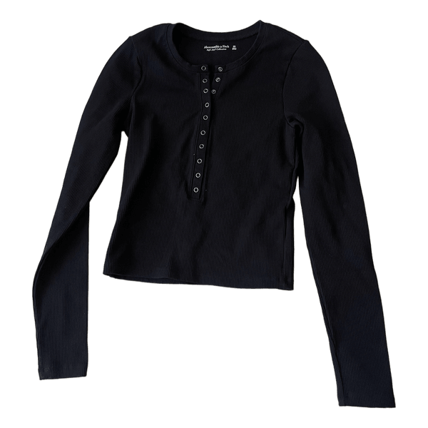 Black ribbed long-sleeved top