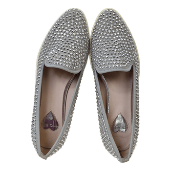 Grey embellished platform loafers
